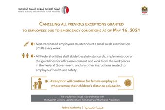  Canceling all previous exceptions granted to employees due to emergency conditions as of May 16, 2021