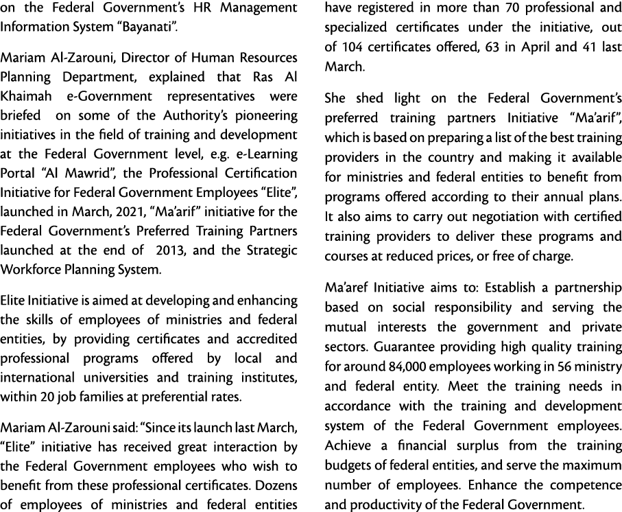 on the Federal Government s HR Management Information System  Bayanati   Mariam Al-Zarouni, Director of Human Resourc   